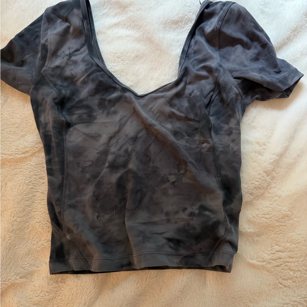 Lululemon Athletica Black and Gray Crop T-Shirt